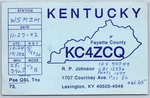1992 Qsl Card Kentucky KC4ZCQ Lexington Amateur Radio W5MZM Postmarked A389. Fixed Price $9.07.