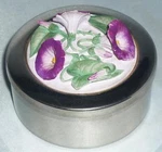 Pretty Barker Ellis Silver Plate Ceramic Floral Trinket Pin Coin Dish Pot Box. Fixed Price $25.71.