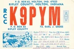 Qsl Card Ham Radio K9PYM Earl J. Gross Holton, Indiana 47023 Year 1967. Fixed Price $12.00.